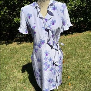 Papell Floral Silk dress- petite size 6